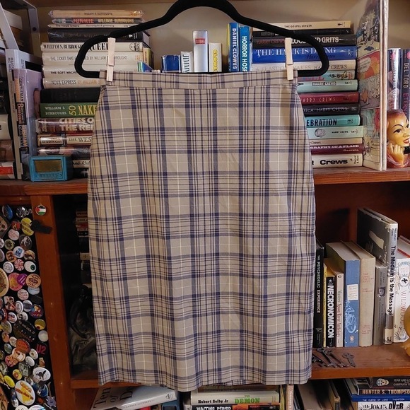 The Limited Dresses & Skirts - Vintage The Limited Plaid Pencil Skirt‎ 90s Y2K Blue Tan Made in Italy Size 4